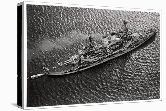 Aerial View of the German Battleship Sms 'Schlesien, from a Zeppelin, C1931-null-Stretched Canvas
