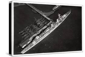 Aerial View of the German Light Cruiser 'Karlsruhe, from a Zeppelin, C1931-null-Stretched Canvas