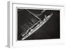 Aerial View of the German Light Cruiser 'Karlsruhe, from a Zeppelin, C1931-null-Framed Giclee Print