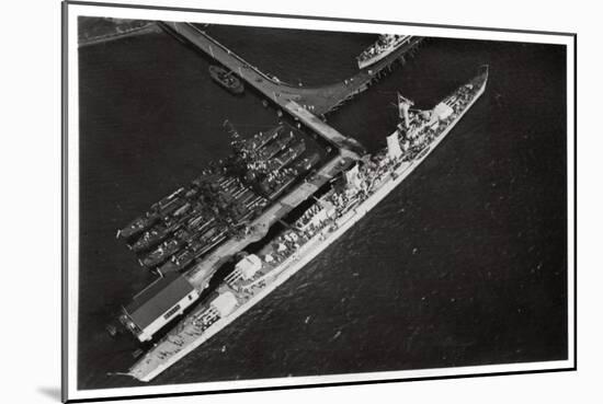 Aerial View of the German Light Cruiser 'Karlsruhe, from a Zeppelin, C1931-null-Mounted Giclee Print