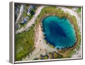Aerial View of the Glavas Source of the Cetina River, Croatia. Source is over 110 M Deep.-paul prescott-Framed Photographic Print