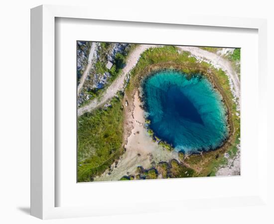 Aerial View of the Glavas Source of the Cetina River, Croatia. Source is over 110 M Deep.-paul prescott-Framed Photographic Print