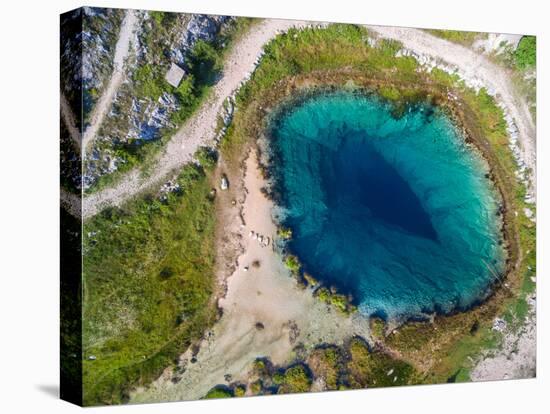 Aerial View of the Glavas Source of the Cetina River, Croatia. Source is over 110 M Deep.-paul prescott-Stretched Canvas