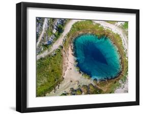 Aerial View of the Glavas Source of the Cetina River, Croatia. Source is over 110 M Deep.-paul prescott-Framed Photographic Print