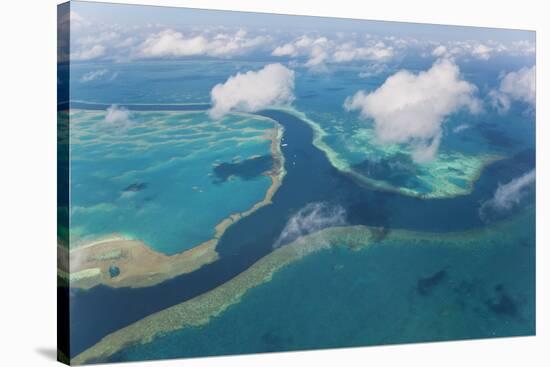 Aerial View of the Great Barrier Reef, Queensland, Australia-Peter Adams-Stretched Canvas