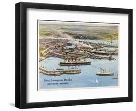 Aerial View of the Harbour, with a Cunarder Undergoing Painting or Something of the Sort-null-Framed Photographic Print