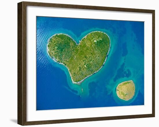 Aerial View of the Heart Shaped Galesnjak Island on the Adriatic Coast of Croatia.-paul prescott-Framed Photographic Print