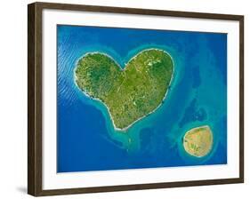 Aerial View of the Heart Shaped Galesnjak Island on the Adriatic Coast of Croatia.-paul prescott-Framed Photographic Print