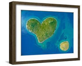 Aerial View of the Heart Shaped Galesnjak Island on the Adriatic Coast of Croatia.-paul prescott-Framed Photographic Print