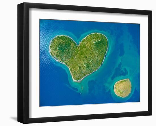 Aerial View of the Heart Shaped Galesnjak Island on the Adriatic Coast of Croatia.-paul prescott-Framed Photographic Print