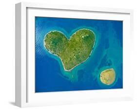 Aerial View of the Heart Shaped Galesnjak Island on the Adriatic Coast of Croatia.-paul prescott-Framed Photographic Print