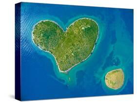Aerial View of the Heart Shaped Galesnjak Island on the Adriatic Coast of Croatia.-paul prescott-Stretched Canvas
