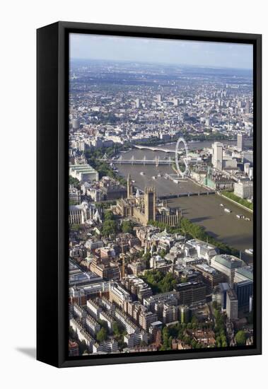 Aerial View of the Houses of Parliament-Peter Barritt-Framed Stretched Canvas