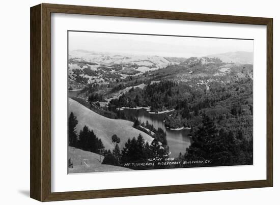 Aerial View of the Lake and Mt. Tamalpais - Alpine Lake, CA-Lantern Press-Framed Art Print