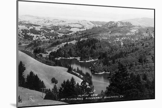 Aerial View of the Lake and Mt. Tamalpais - Alpine Lake, CA-Lantern Press-Mounted Art Print