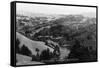 Aerial View of the Lake and Mt. Tamalpais - Alpine Lake, CA-Lantern Press-Framed Stretched Canvas