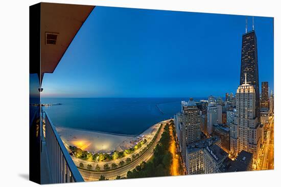 Aerial View of the Lake Shore Drive, John Hancock Tower, Lake Michigan, Chicago, Illinois, USA-null-Stretched Canvas
