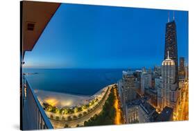 Aerial View of the Lake Shore Drive, John Hancock Tower, Lake Michigan, Chicago, Illinois, USA-null-Stretched Canvas