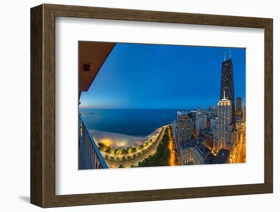 Aerial View of the Lake Shore Drive, John Hancock Tower, Lake Michigan, Chicago, Illinois, USA-null-Framed Photographic Print