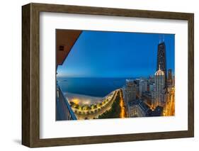 Aerial View of the Lake Shore Drive, John Hancock Tower, Lake Michigan, Chicago, Illinois, USA-null-Framed Photographic Print