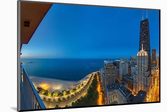 Aerial View of the Lake Shore Drive, John Hancock Tower, Lake Michigan, Chicago, Illinois, USA-null-Mounted Photographic Print