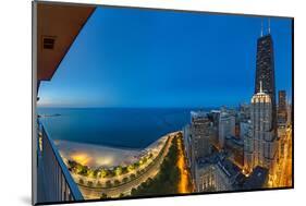 Aerial View of the Lake Shore Drive, John Hancock Tower, Lake Michigan, Chicago, Illinois, USA-null-Mounted Photographic Print