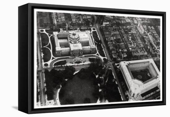 Aerial View of the Library of Congress, Washington Dc, USA, from a Zeppelin, 1928-null-Framed Stretched Canvas