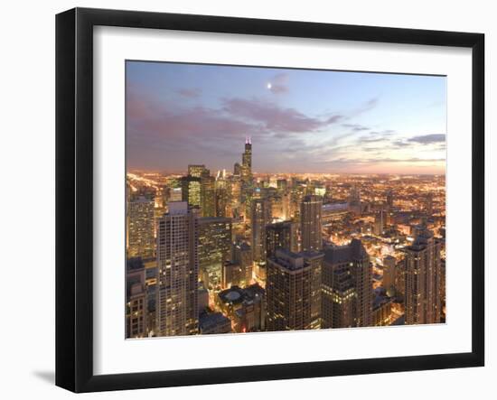 Aerial View of the Loop, Chicago, IL-Walter Bibikow-Framed Premium Photographic Print
