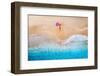 Aerial View of the Lying Beautiful Young Woman with Pink Swim Ring on the Sandy Beach near Sea With-Denis Belitsky-Framed Photographic Print