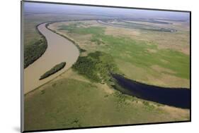 Aerial view of the meandering Saint George branch of the Danube river, Romania-Michel Roggo-Mounted Photographic Print