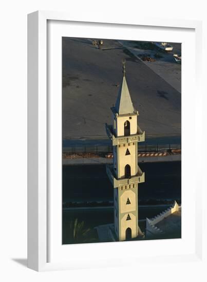 Aerial View of the Minaret of the Shaab Mosque, Libya, Tripolitania, Tripoli-null-Framed Giclee Print