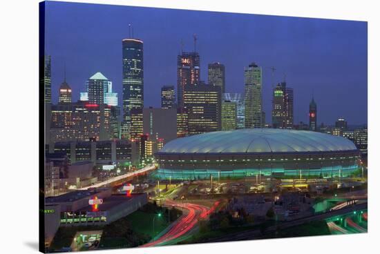 Aerial View of the Minneapolis Metrodome before World Series-Bill Pugliano-Stretched Canvas