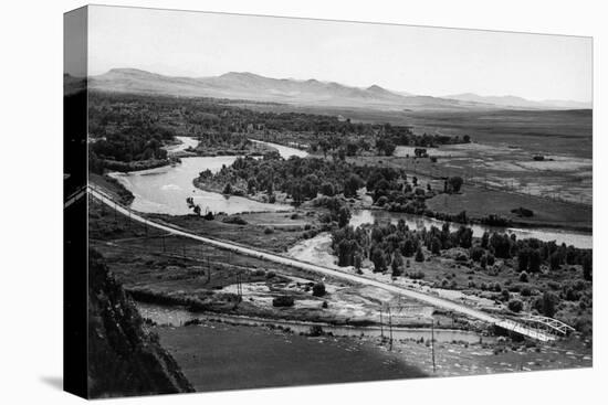 Aerial View of the Missouri River - Bozeman, MT-Lantern Press-Stretched Canvas