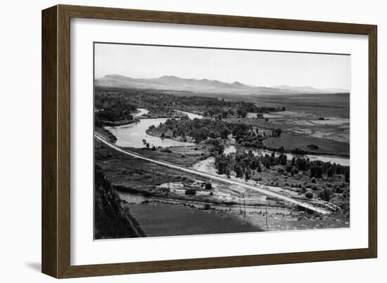 Aerial View of the Missouri River - Bozeman, MT-Lantern Press-Framed Art Print