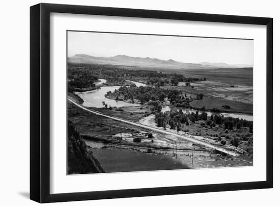 Aerial View of the Missouri River - Bozeman, MT-Lantern Press-Framed Art Print