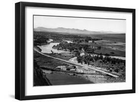 Aerial View of the Missouri River - Bozeman, MT-Lantern Press-Framed Art Print