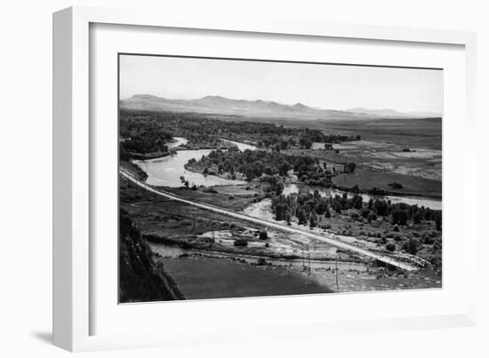 Aerial View of the Missouri River - Bozeman, MT-Lantern Press-Framed Art Print