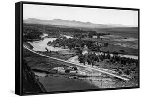 Aerial View of the Missouri River - Bozeman, MT-Lantern Press-Framed Stretched Canvas