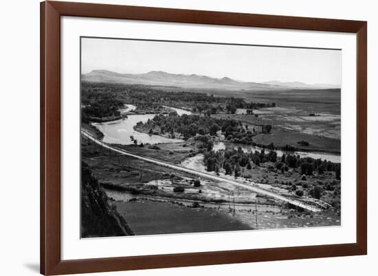 Aerial View of the Missouri River - Bozeman, MT-Lantern Press-Framed Premium Giclee Print