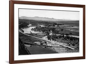 Aerial View of the Missouri River - Bozeman, MT-Lantern Press-Framed Premium Giclee Print