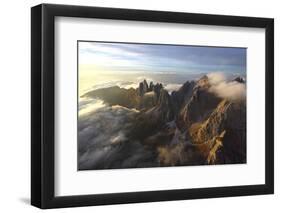 Aerial View of the Mountain Range of Odle Surrounded by Clouds in the Dolomites-Roberto Moiola-Framed Photographic Print