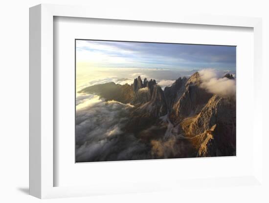 Aerial View of the Mountain Range of Odle Surrounded by Clouds in the Dolomites-Roberto Moiola-Framed Photographic Print