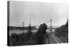 Aerial View of the Narrows Bridge - Tacoma, WA-Lantern Press-Stretched Canvas