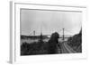 Aerial View of the Narrows Bridge - Tacoma, WA-Lantern Press-Framed Art Print