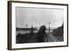 Aerial View of the Narrows Bridge - Tacoma, WA-Lantern Press-Framed Art Print