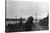 Aerial View of the Narrows Bridge - Tacoma, WA-Lantern Press-Stretched Canvas