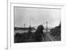 Aerial View of the Narrows Bridge - Tacoma, WA-Lantern Press-Framed Premium Giclee Print