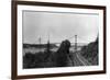 Aerial View of the Narrows Bridge - Tacoma, WA-Lantern Press-Framed Premium Giclee Print