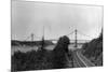 Aerial View of the Narrows Bridge - Tacoma, WA-Lantern Press-Mounted Premium Giclee Print