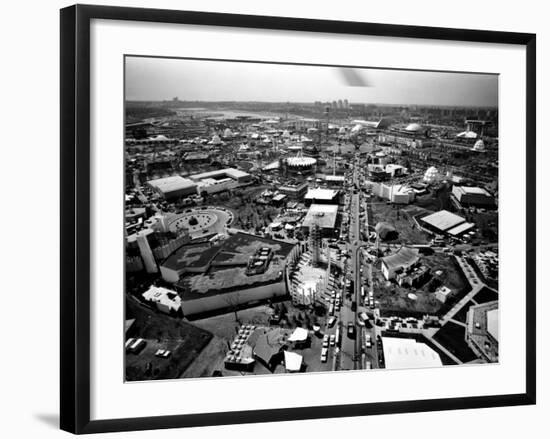 Aerial View of the New York World's Fair, Flushing Meadows Park, Queens, April 21, 1964-null-Framed Photo